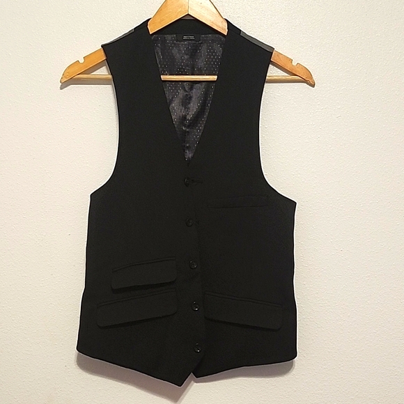 Black vest with gray back modern fit - Picture 1 of 8